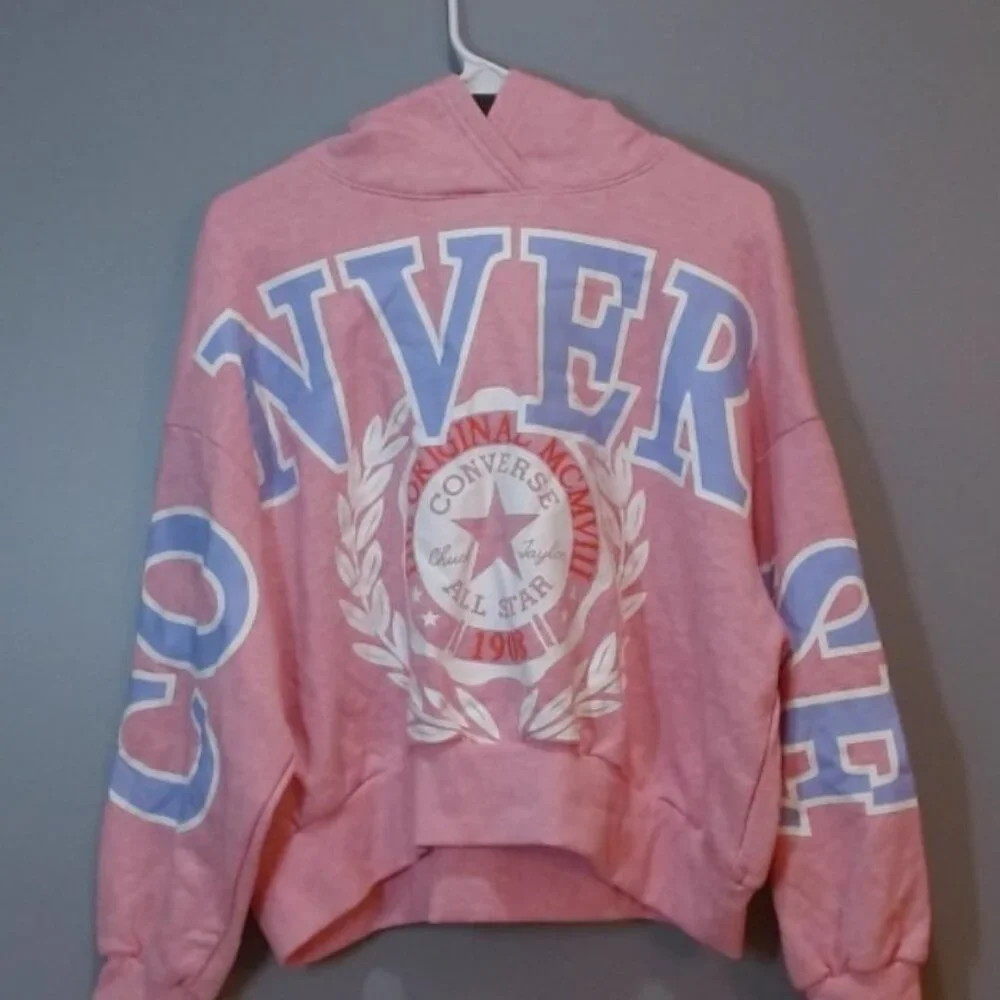 Converse Girls’ Pink French Terry‎ Hoodie Sweatshirt Size XL Pullover